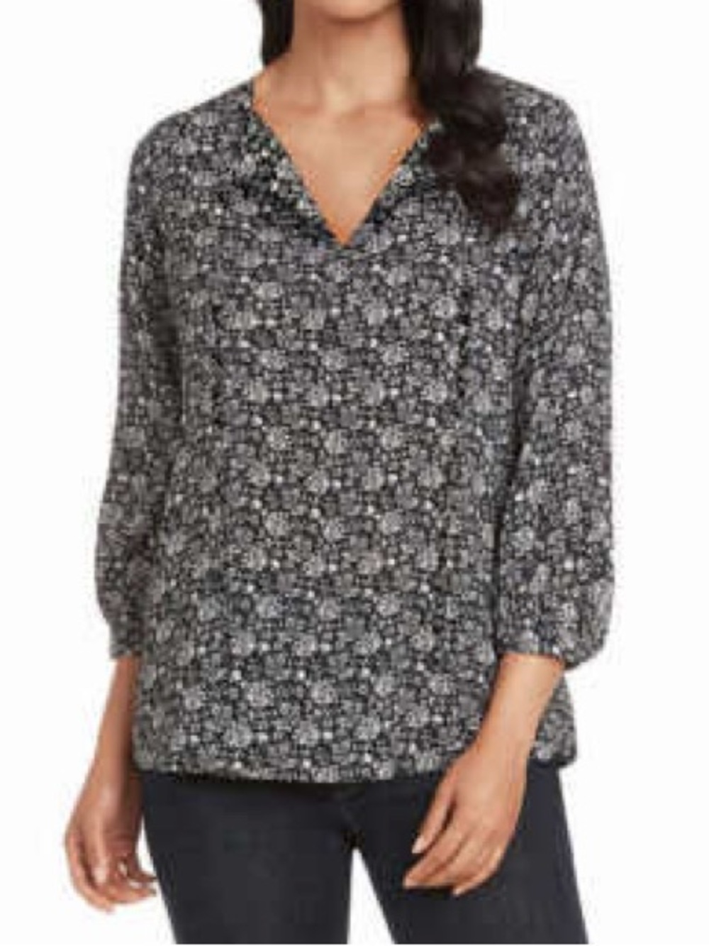 Matty M Floral 3/4 Sleeve Tie Front Top